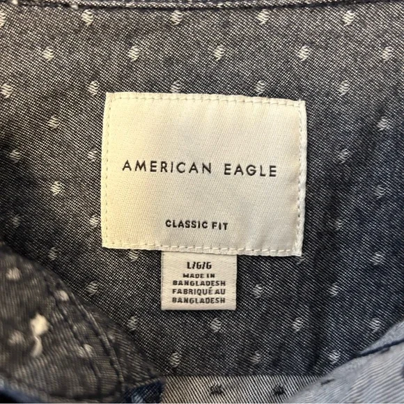 American Eagle Men's Classic Fit 100% cotton flannel Gray with white dots Large - Picture 5 of 6